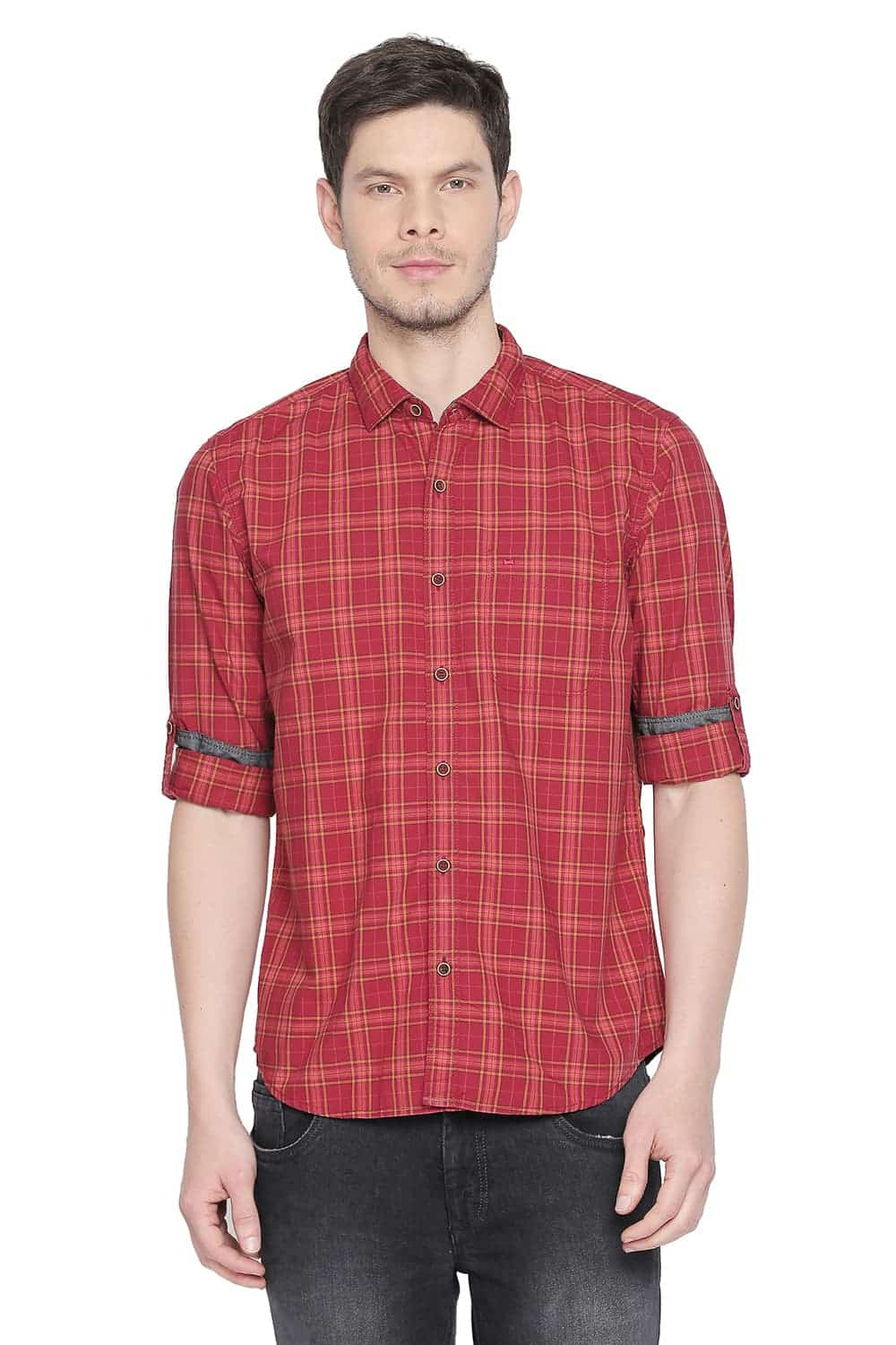 BASICS SLIM FIT CHECKS SHIRT