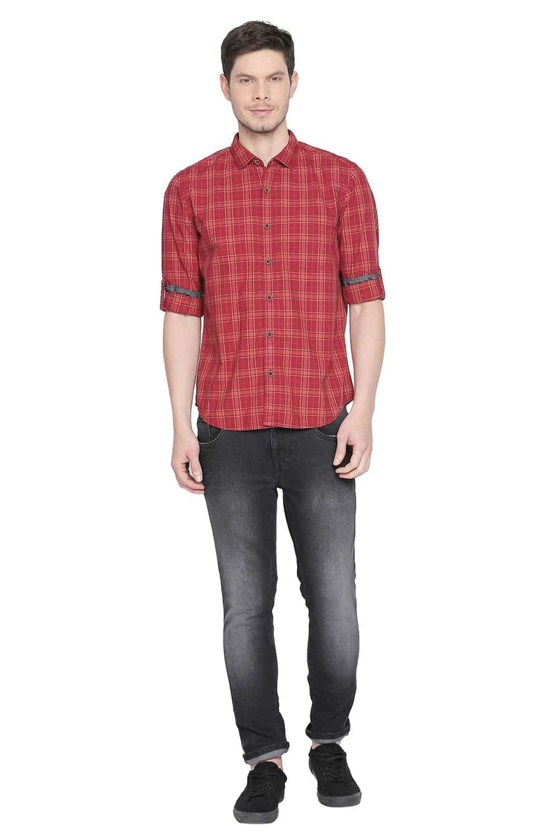 BASICS SLIM FIT CHECKS SHIRT