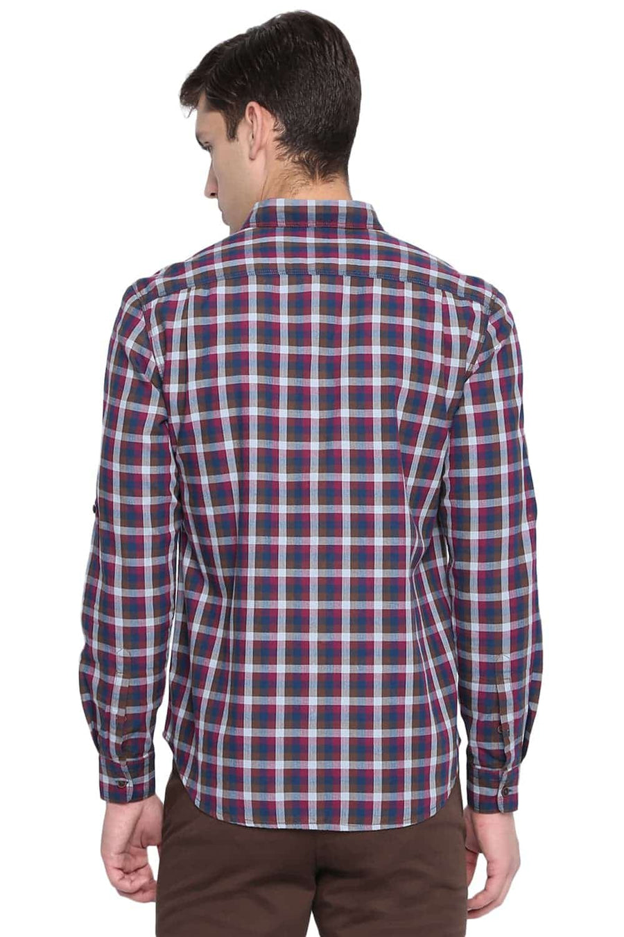 BASICS SLIM FIT ANEMONE PINK CHECKS SHIRT