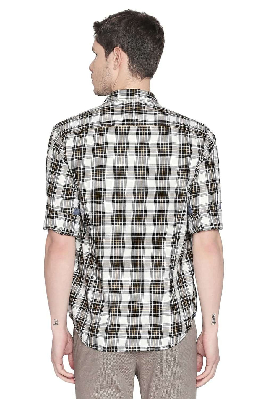 BASICS SLIM FIT MIMOSA YELLOW CHECKS SHIRT