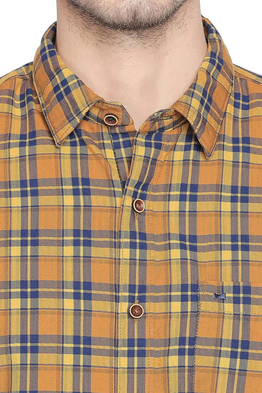BASICS SLIM FIT ARTISAN'S GOLD CHECKS SHIRT