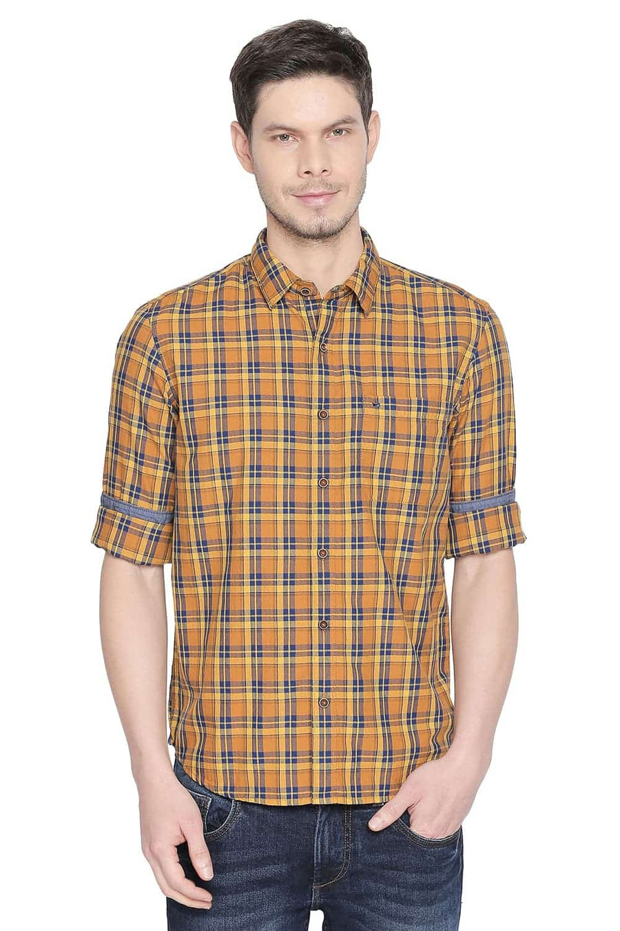 BASICS SLIM FIT ARTISAN'S GOLD CHECKS SHIRT