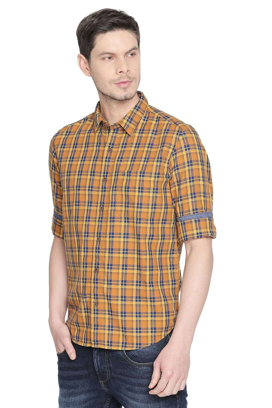 BASICS SLIM FIT ARTISAN'S GOLD CHECKS SHIRT