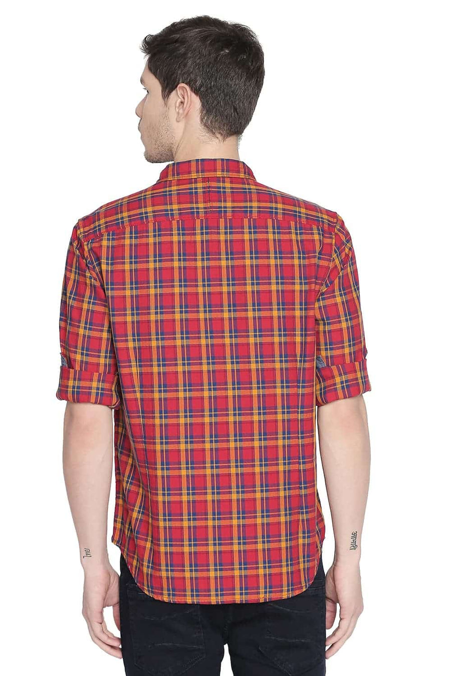 BASICS SLIM FIT HIGH RISK RED CHECKS SHIRT