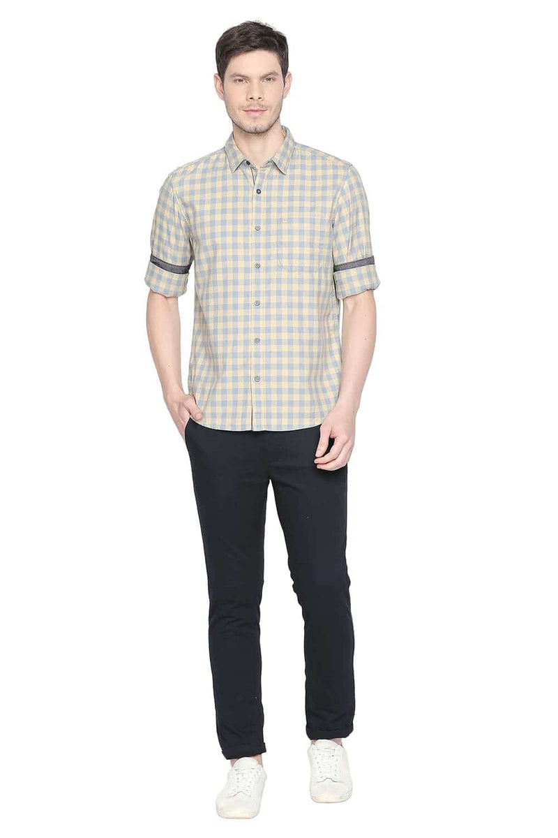 BASICS SLIM FIT CHECKS SHIRT