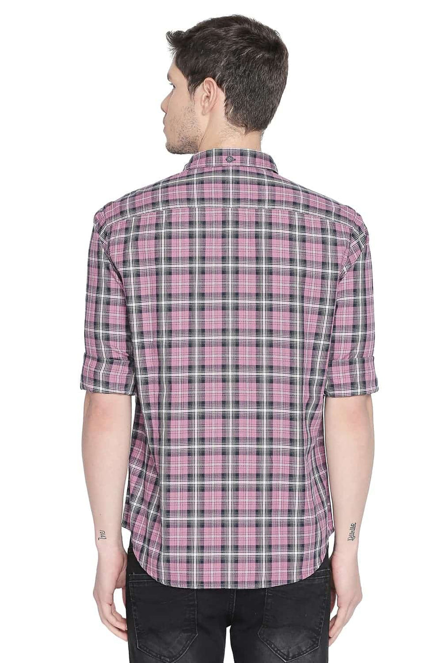 BASICS SLIM FIT POLIGNAC PINK CHECKS SHIRT