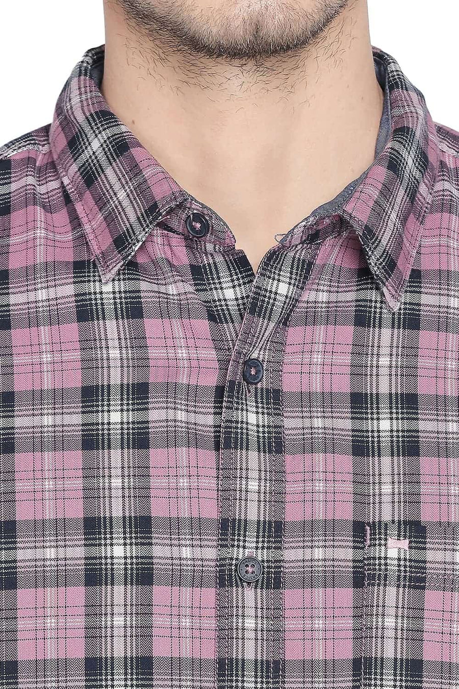 BASICS SLIM FIT POLIGNAC PINK CHECKS SHIRT