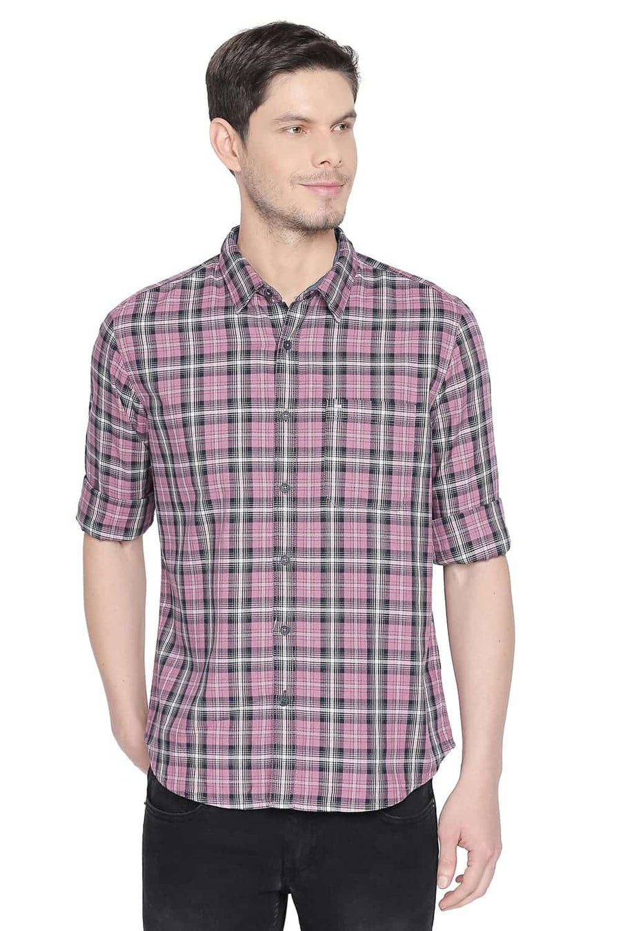 BASICS SLIM FIT POLIGNAC PINK CHECKS SHIRT