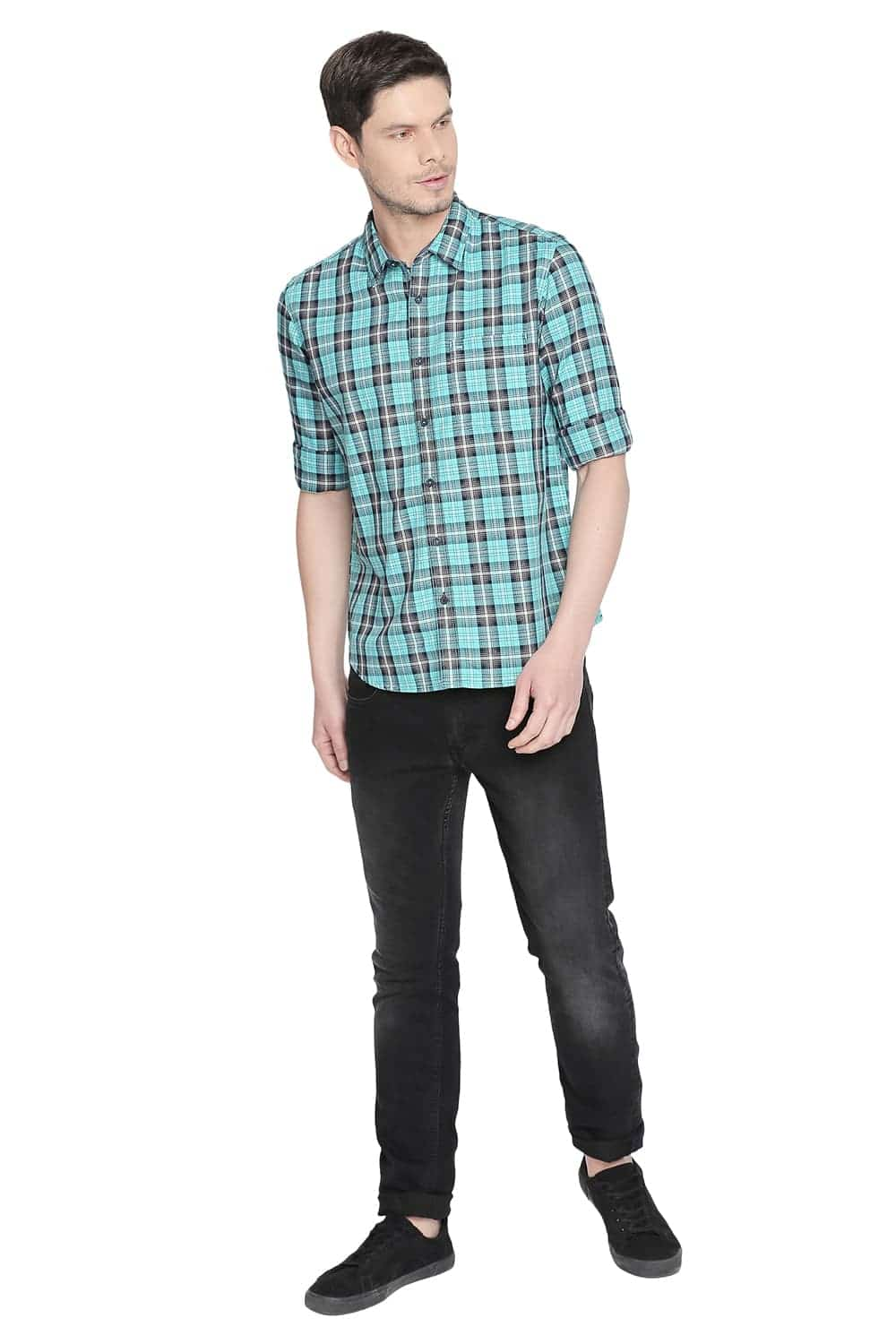 BASICS SLIM FIT CHECKS SHIRT