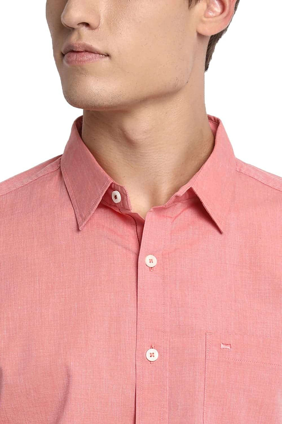 BASICS SLIM FIT CORAL ORANGE FIL A FIL SHIRT