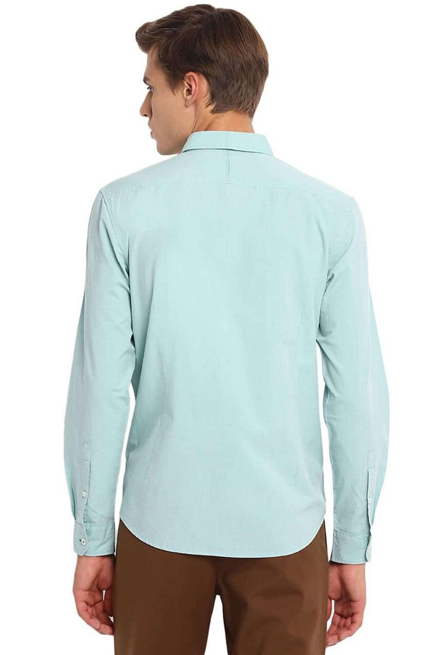 BASICS SLIM FIT EGGSHELL GREEN FIL A FIL SHIRT