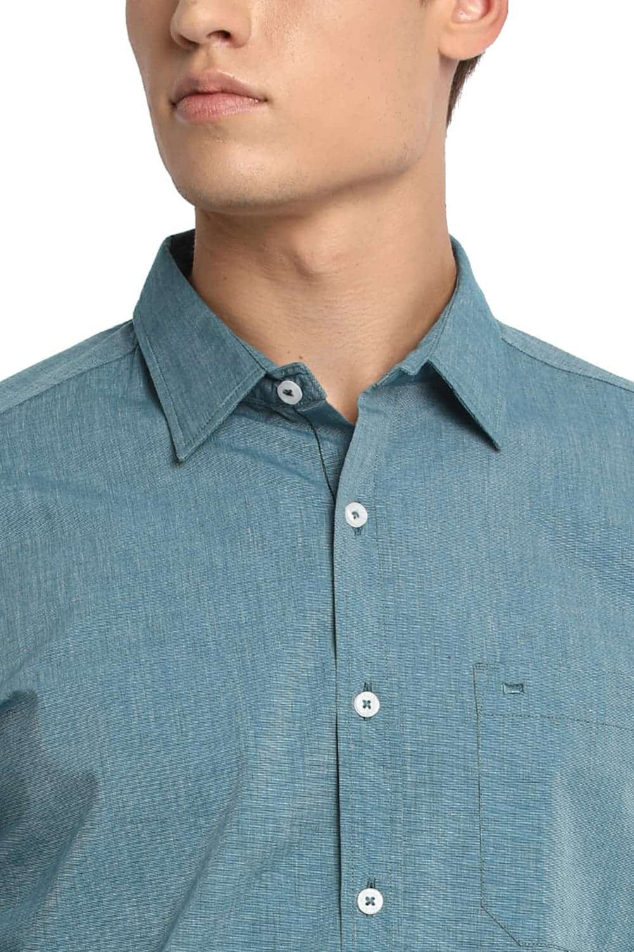 BASICS SLIM FIT COLONIAL TURQUOISE FIL A FIL SHIRT