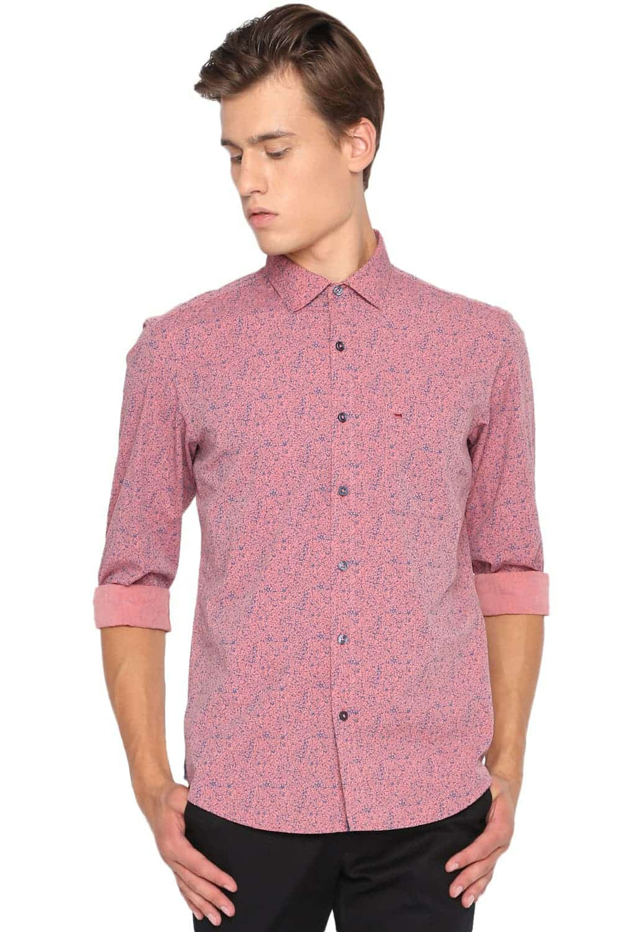 BASICS SLIM FIT ARABESQUE ORANGE PRINTED FILA FIL SHIRT