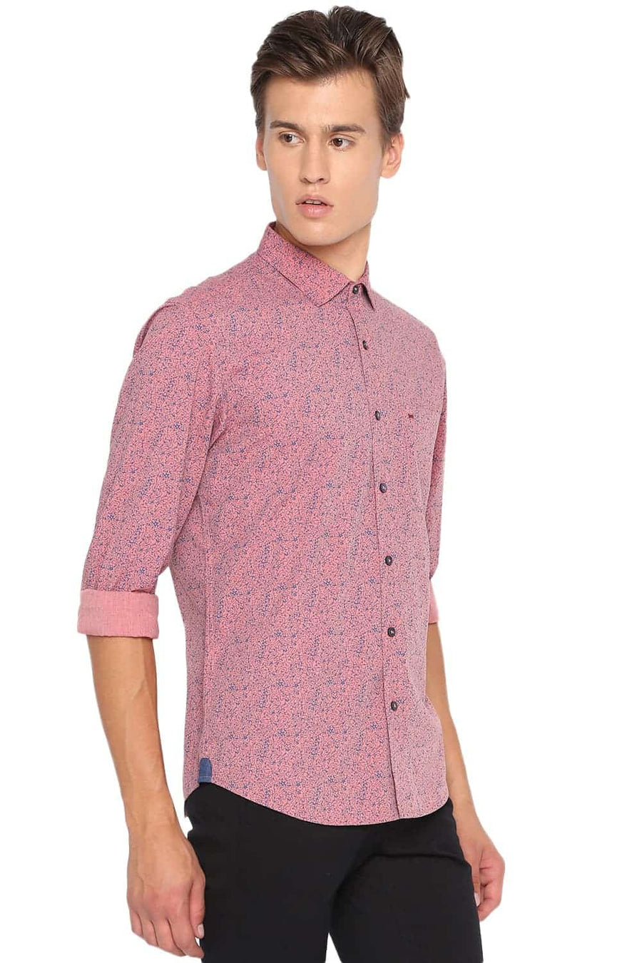 BASICS SLIM FIT ARABESQUE ORANGE PRINTED FILA FIL SHIRT