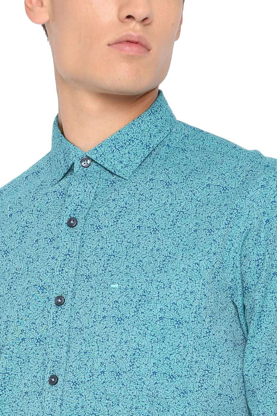 BASICS SLIM FIT FANFARE GREEN PRINTED FILA FIL SHIRT