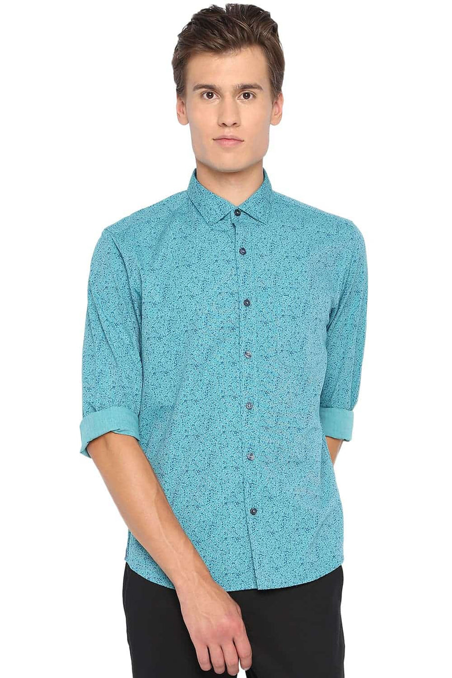 BASICS SLIM FIT FANFARE GREEN PRINTED FILA FIL SHIRT