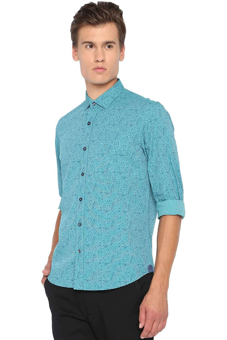 BASICS SLIM FIT FANFARE GREEN PRINTED FILA FIL SHIRT