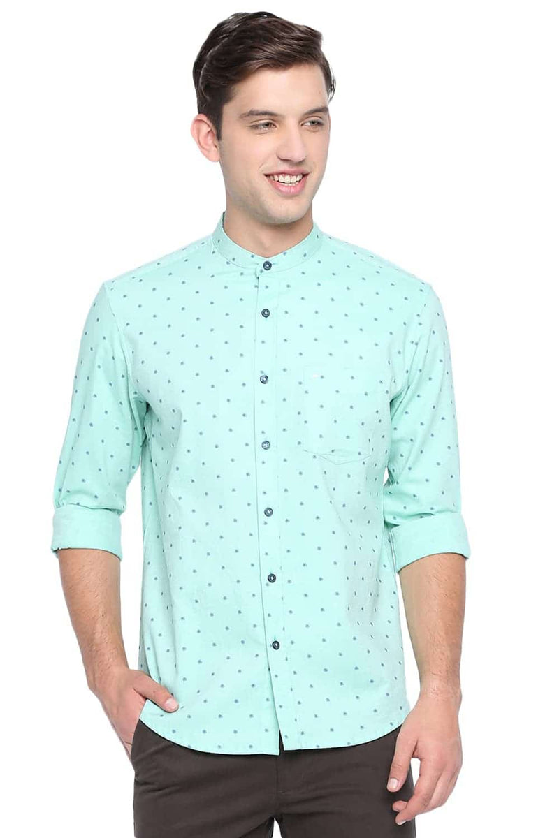 BASICS SLIM FIT PRINTED OXFORD SHIRT