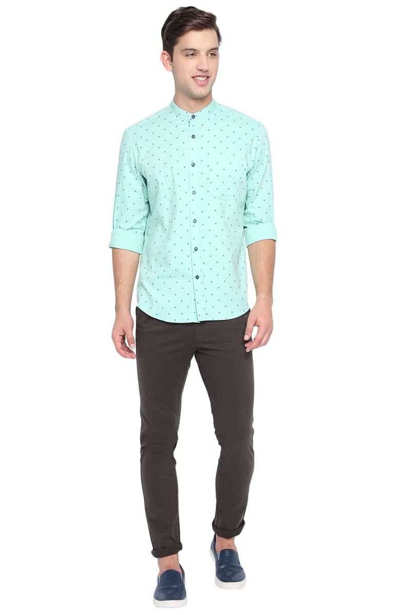 BASICS SLIM FIT PRINTED OXFORD SHIRT