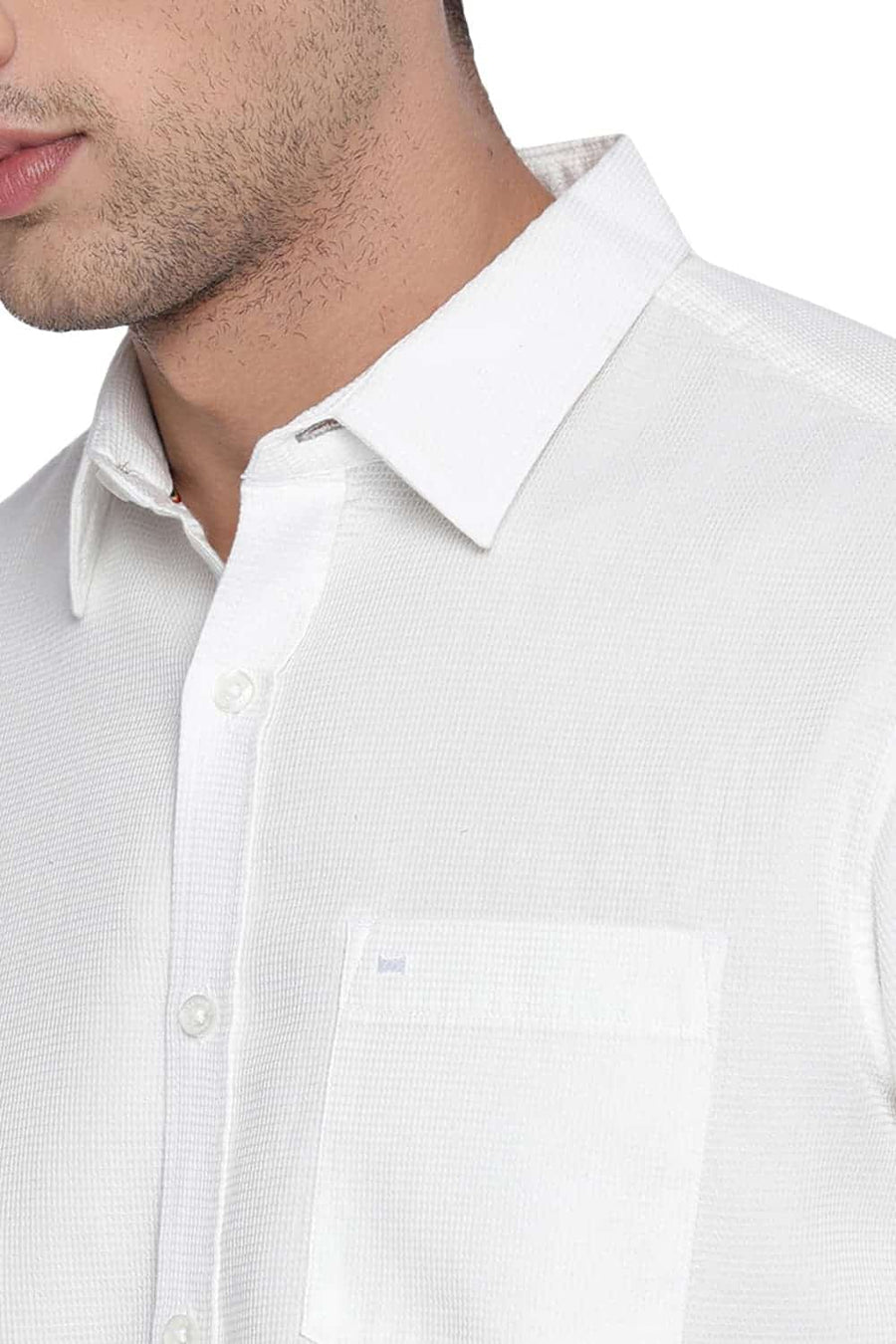 BASICS SLIM FIT CLOUD WHITE STRUCTURE SHIRT