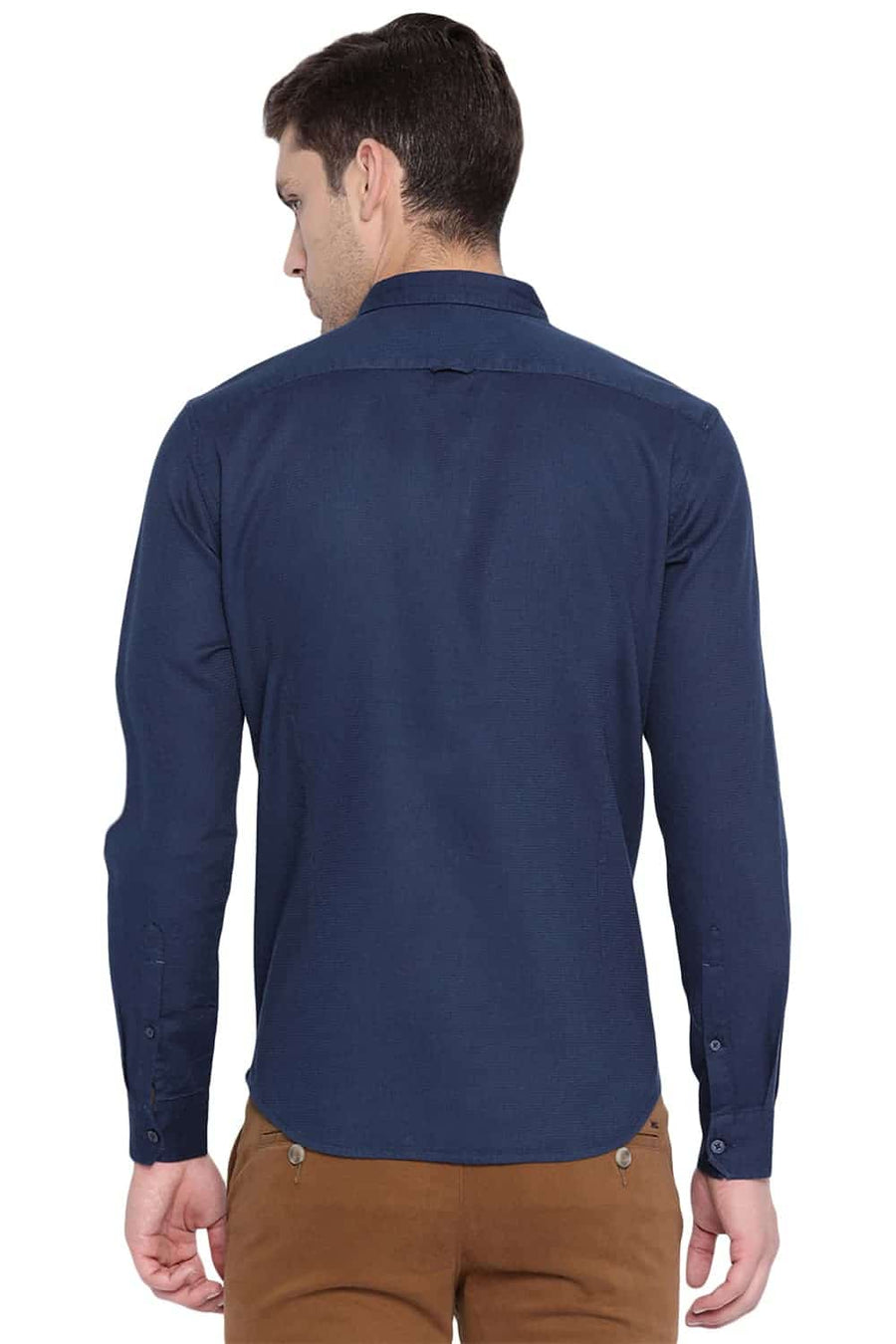 BASICS SLIM FIT ENSIGN NAVY STRUCTURE SHIRT