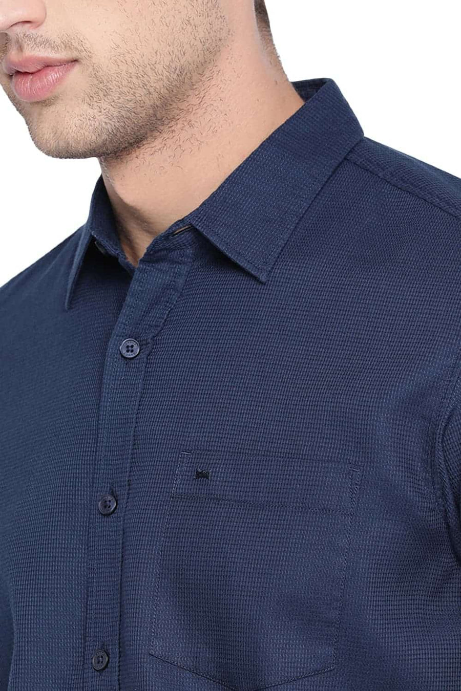 BASICS SLIM FIT ENSIGN NAVY STRUCTURE SHIRT
