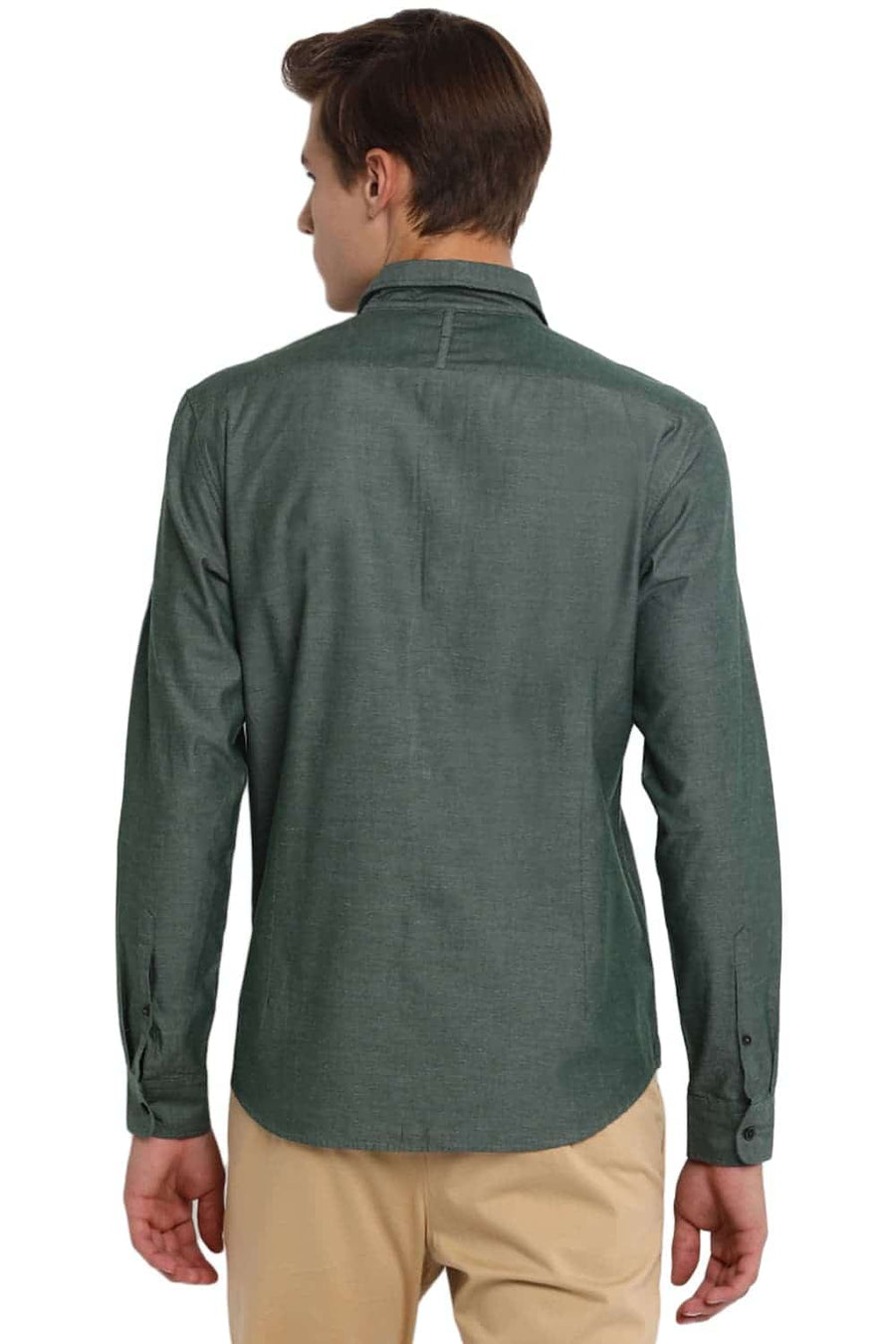 BASICS SLIM FIT CILANTRO GREEN OXFORD SHIRT