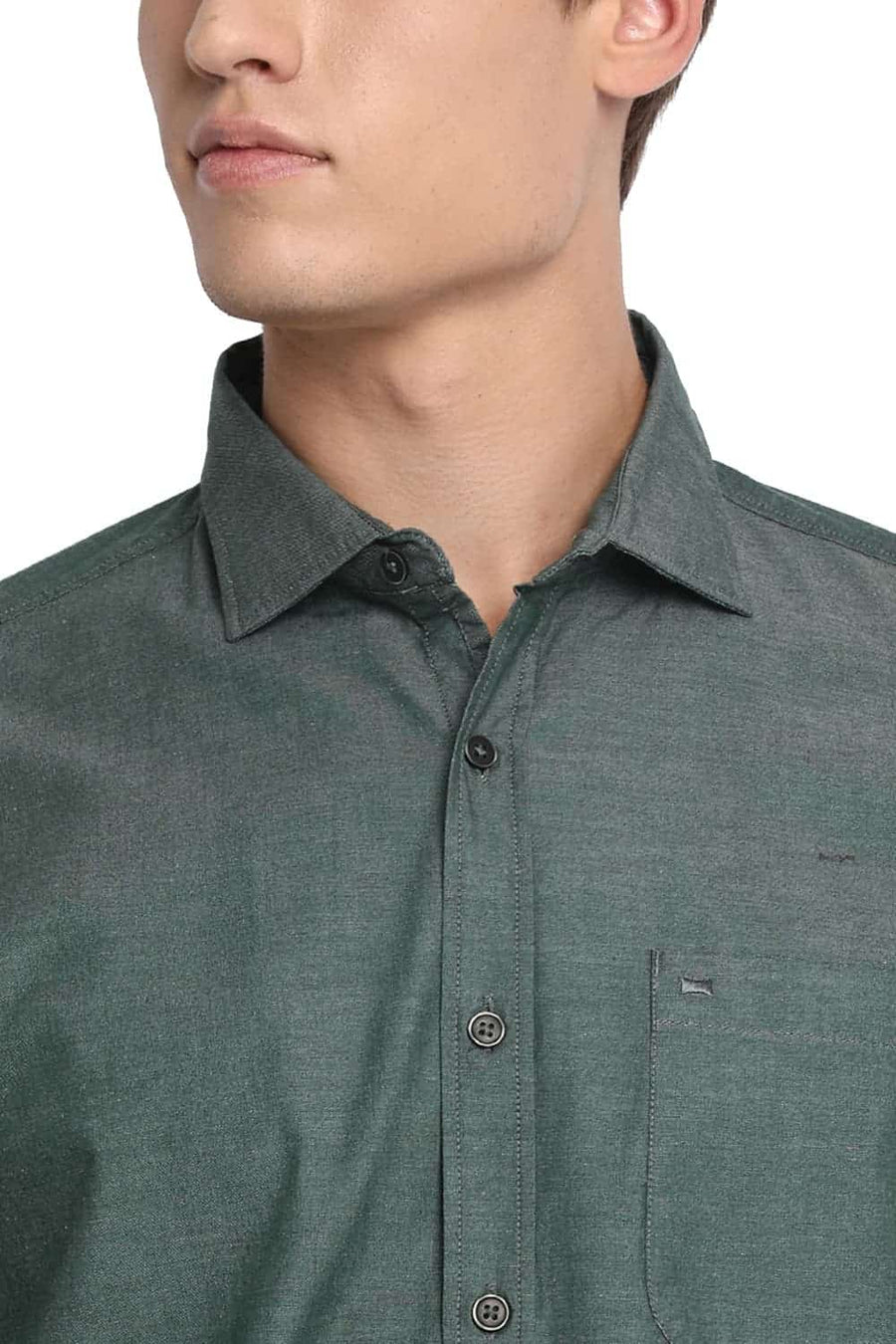 BASICS SLIM FIT CILANTRO GREEN OXFORD SHIRT
