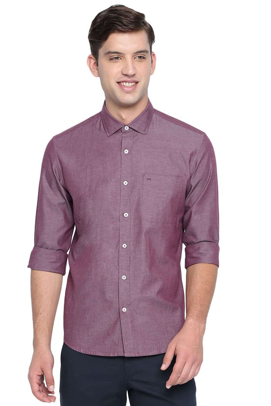 BASICS SLIM FIT ANDORRA BROWN OXFORD SHIRT