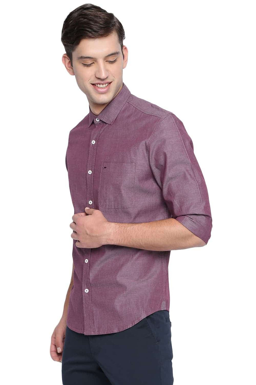 BASICS SLIM FIT ANDORRA BROWN OXFORD SHIRT