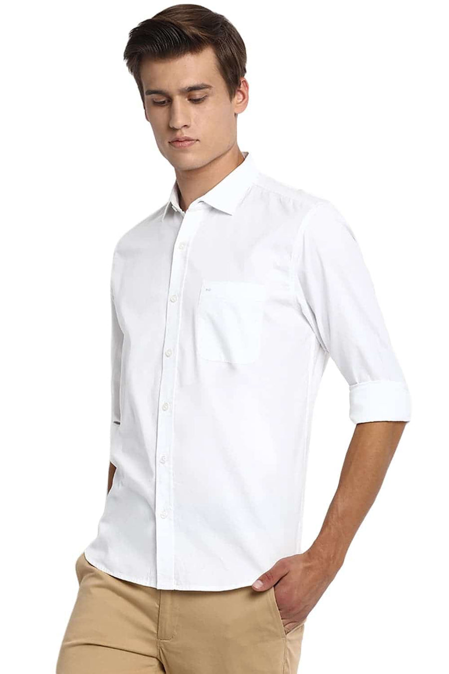 BASICS SLIM FIT CLOUD WHITE OXFORD SHIRT