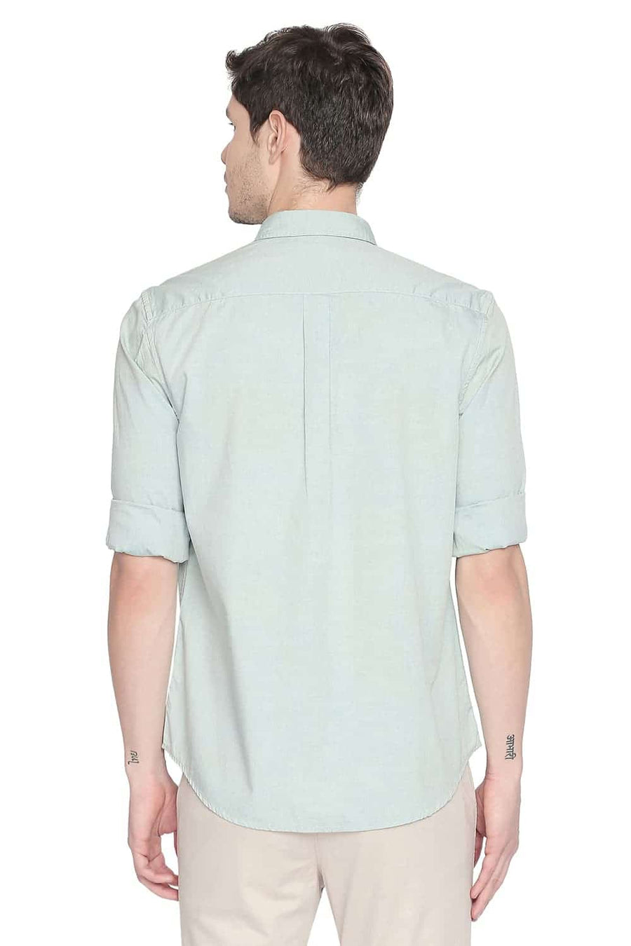 BASICS SLIM FIT KATYDID GREEN OXFORD SHIRT