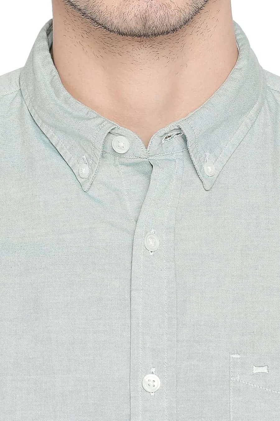BASICS SLIM FIT KATYDID GREEN OXFORD SHIRT