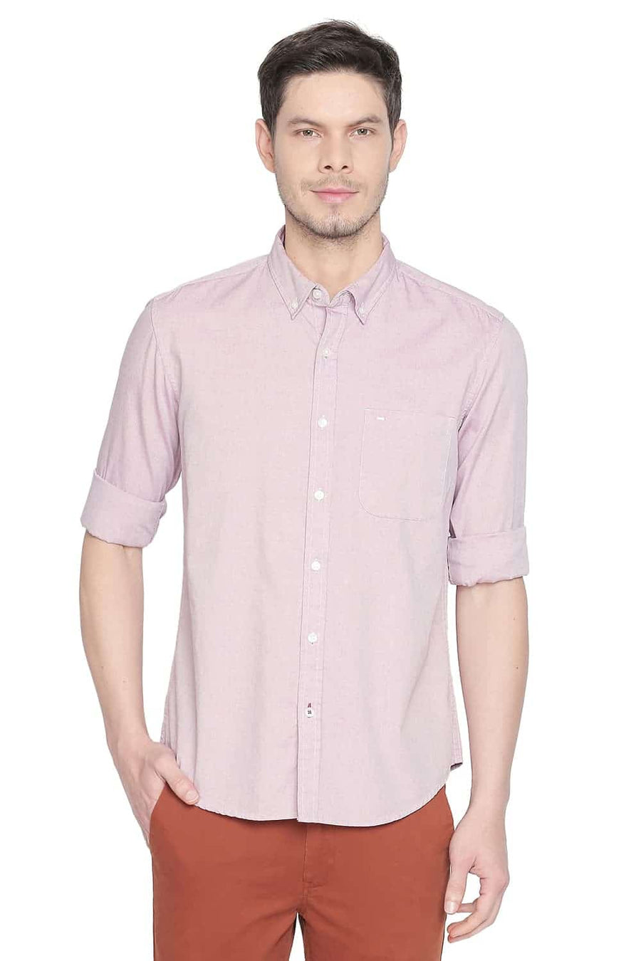 BASICS SLIM FIT PINK CARNATION OXFORD SHIRT