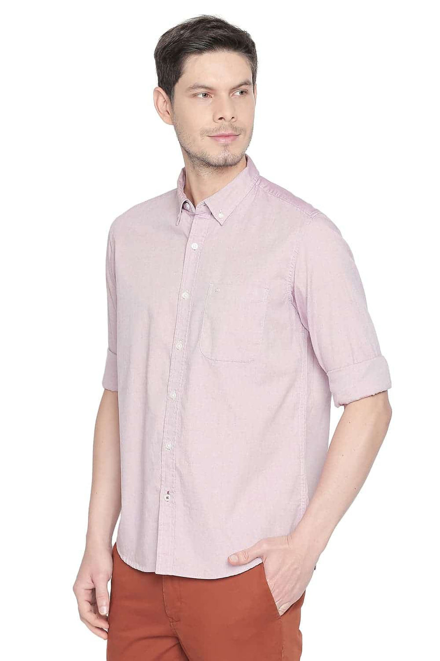 BASICS SLIM FIT PINK CARNATION OXFORD SHIRT