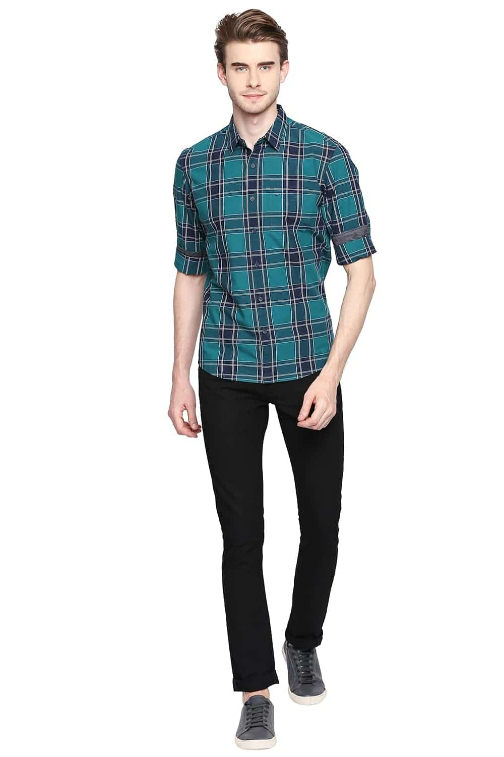 BASICS SLIM FIT CHECKS SHIRT