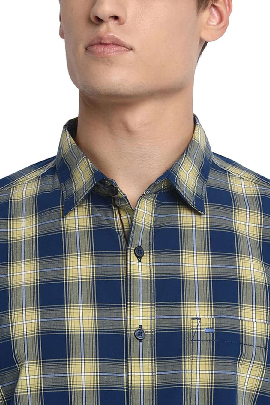BASICS SLIM FIT ENDURE YELLOW CHECKS SHIRT