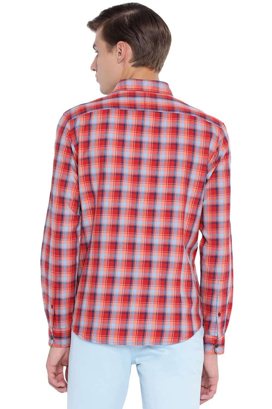 BASICS SLIM FIT GRENADINE RED CHECKS SHIRT