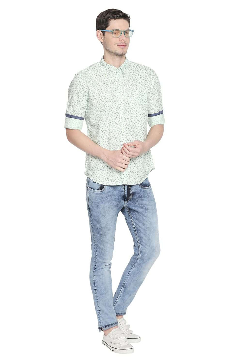 BASICS SLIM FIT PRINTED SHIRT