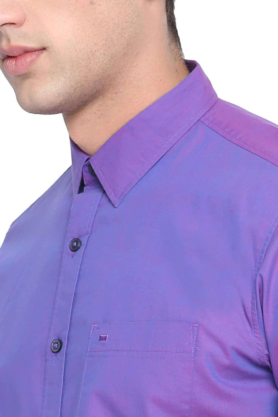 BASICS SLIM FIT IMPERIAL PURPLE CHAMBRAY SHIRT