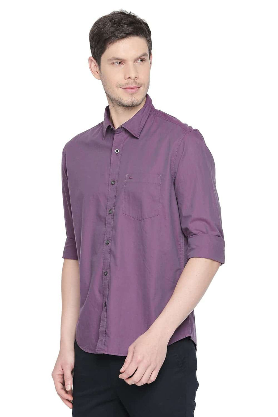 BASICS SLIM FIT PHLOX PINK TWO TONE SHIRT