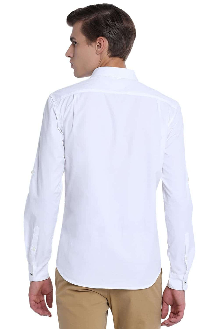 BASICS SLIM FIT CLOUD WHITE TWILL SHIRT