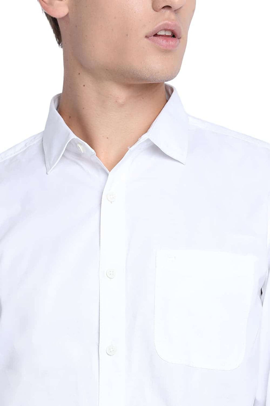 BASICS SLIM FIT CLOUD WHITE TWILL SHIRT