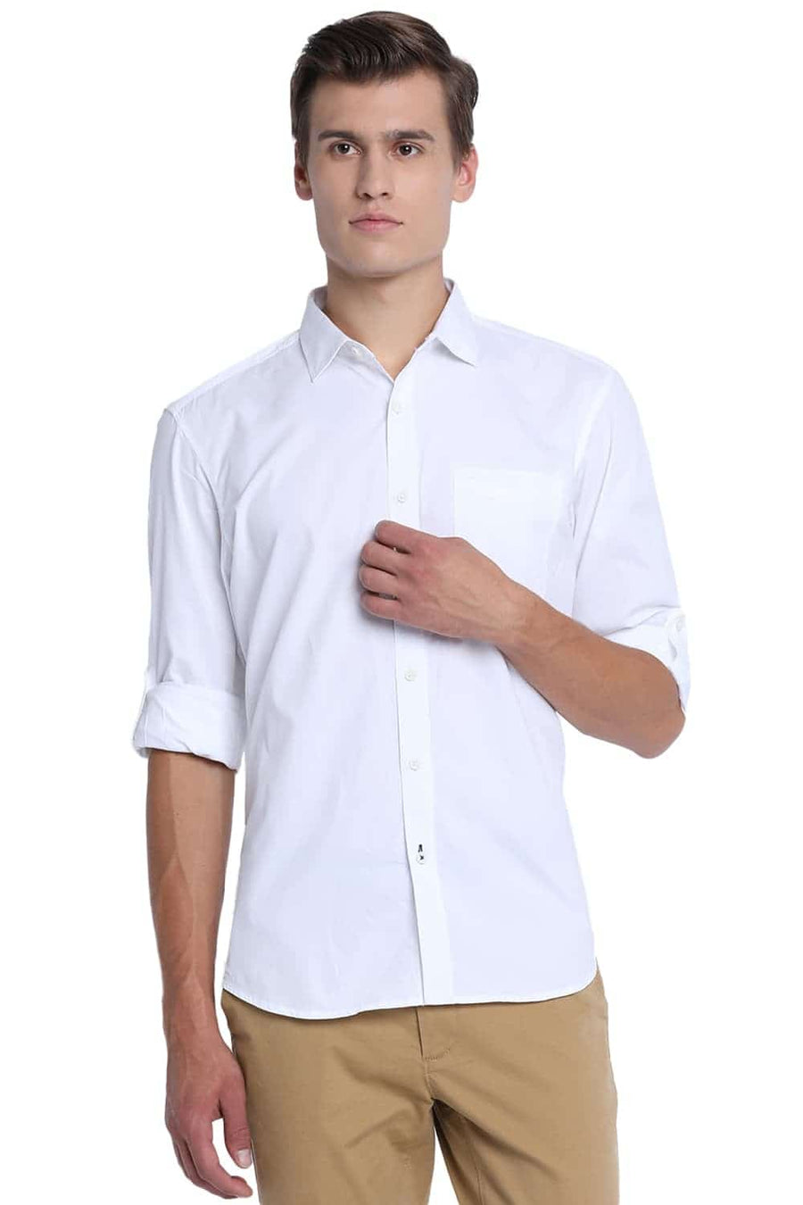 BASICS SLIM FIT CLOUD WHITE TWILL SHIRT
