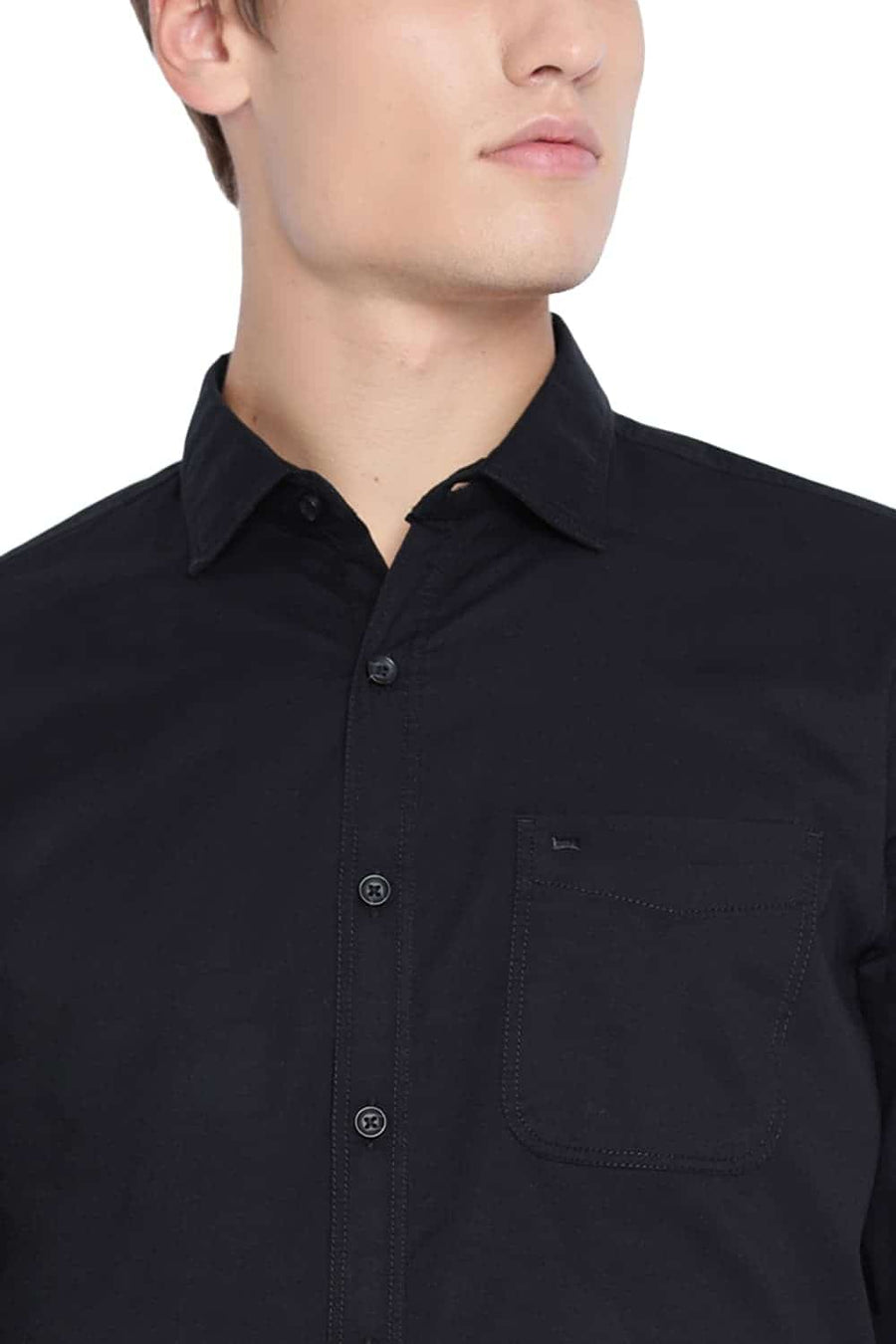 BASICS SLIM FIT METEORITE BLACK TWILL SHIRT