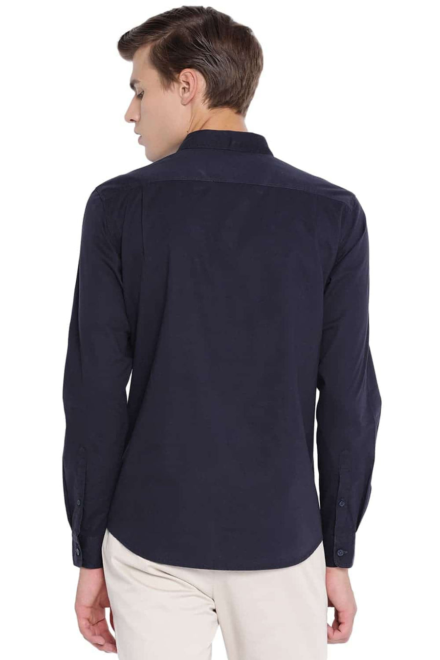BASICS SLIM FIT CARBON NAVY TWILL SHIRT