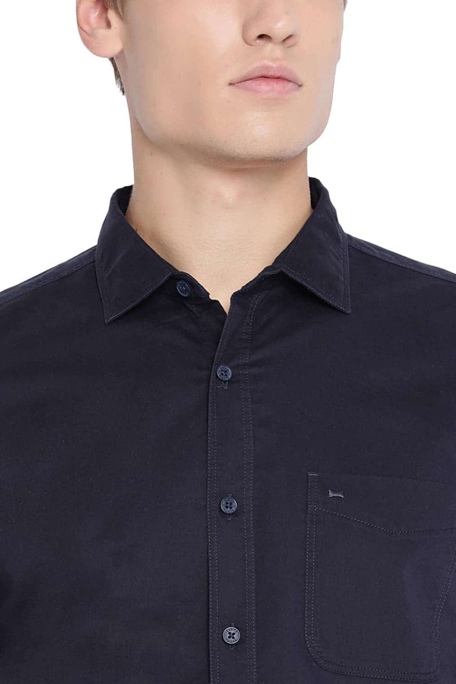 BASICS SLIM FIT CARBON NAVY TWILL SHIRT