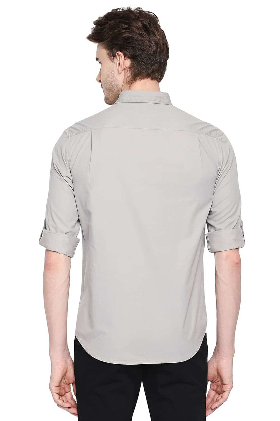 BASICS SLIM FIT FLINT GREY TWILL SHIRT