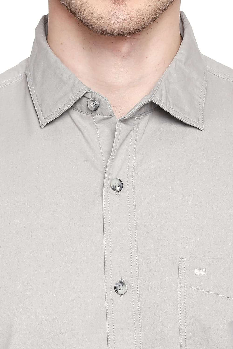 BASICS SLIM FIT FLINT GREY TWILL SHIRT