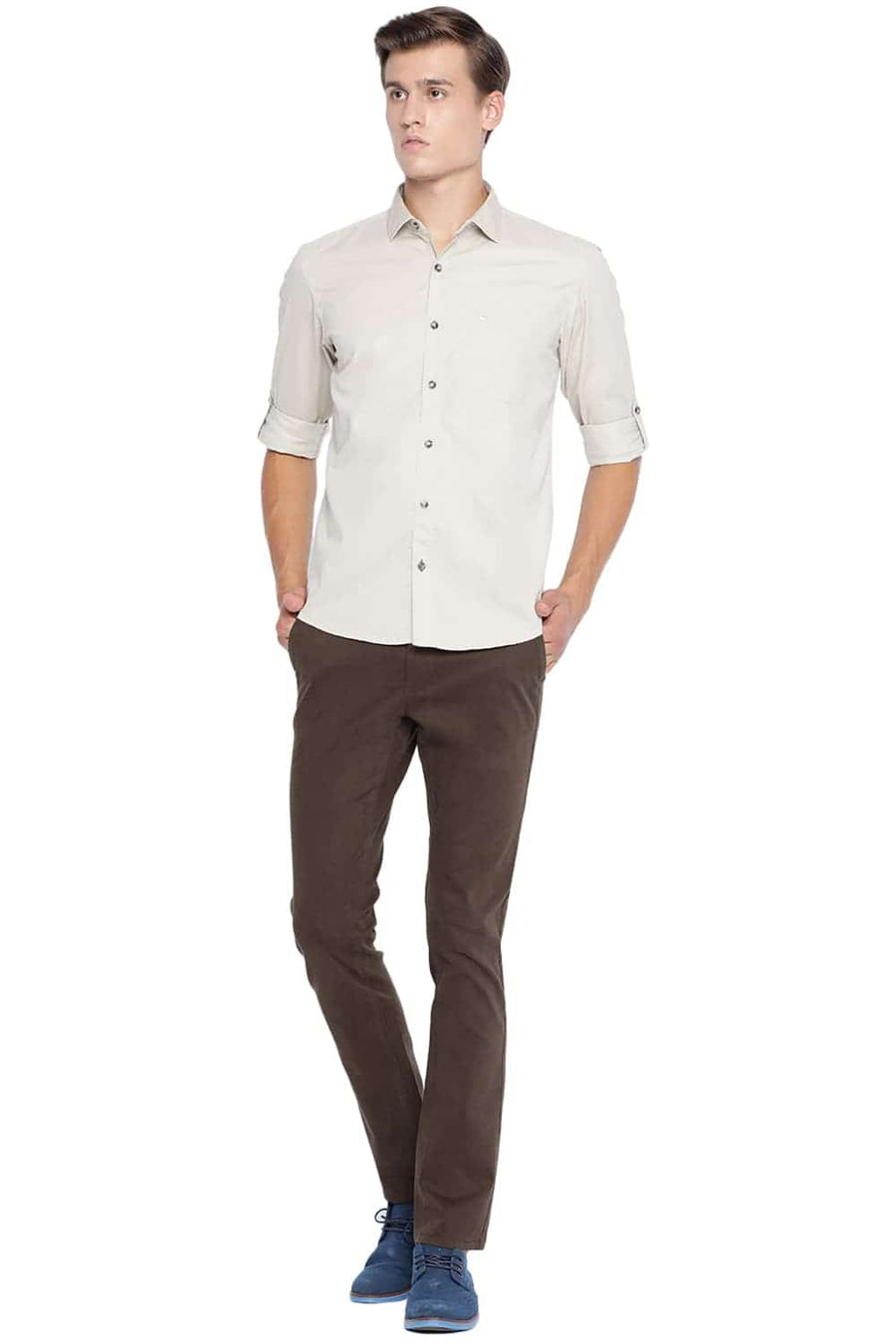 BASICS SLIM FIT LONDON FOG TWILL SHIRT